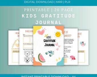 Kids Gratitude Journal |  Kids Mental Health and Well-being, Digital download. MRR