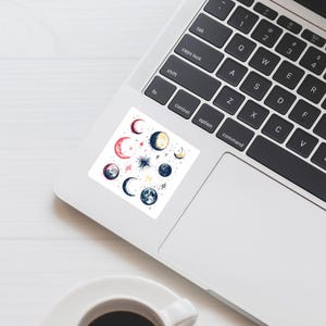 Moon Phases Sticker, Celestial Sticker for Journals, Scrapbooks, Mystical Moon and Stars Decal, Great for Astronomy and Astrology Lovers
