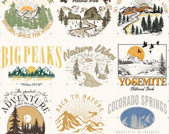 National Park Png, Yosemite National Park Png, Retro Mountain T-shirt Png, Adventure Shirt Png, Vintage Sublimation Png, Mountain Bundle Png