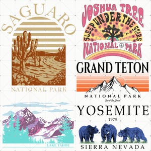 Retro Nationalpark Png, Grand Teton Nationalpark Png, Saguaro Nationalpark Png, Joshua Tree Png, Yosemite Png, Sublimations Png