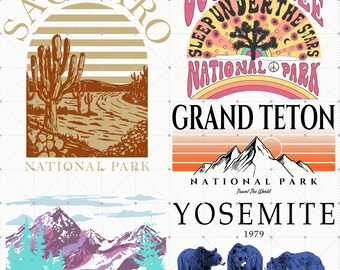Retro National Park Png, Grand Tetons National Park Png, Saguaro National Park Png, Joshua Tree Png, Yosemite Png, Sublimations Png