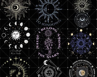 Celestial Png, Sun and Moon Sublimation Png, Stars Png, Sun and Moon Png, Retro Celestial Png, Boho Crescent Moon Png, Celestial T-shirt Png
