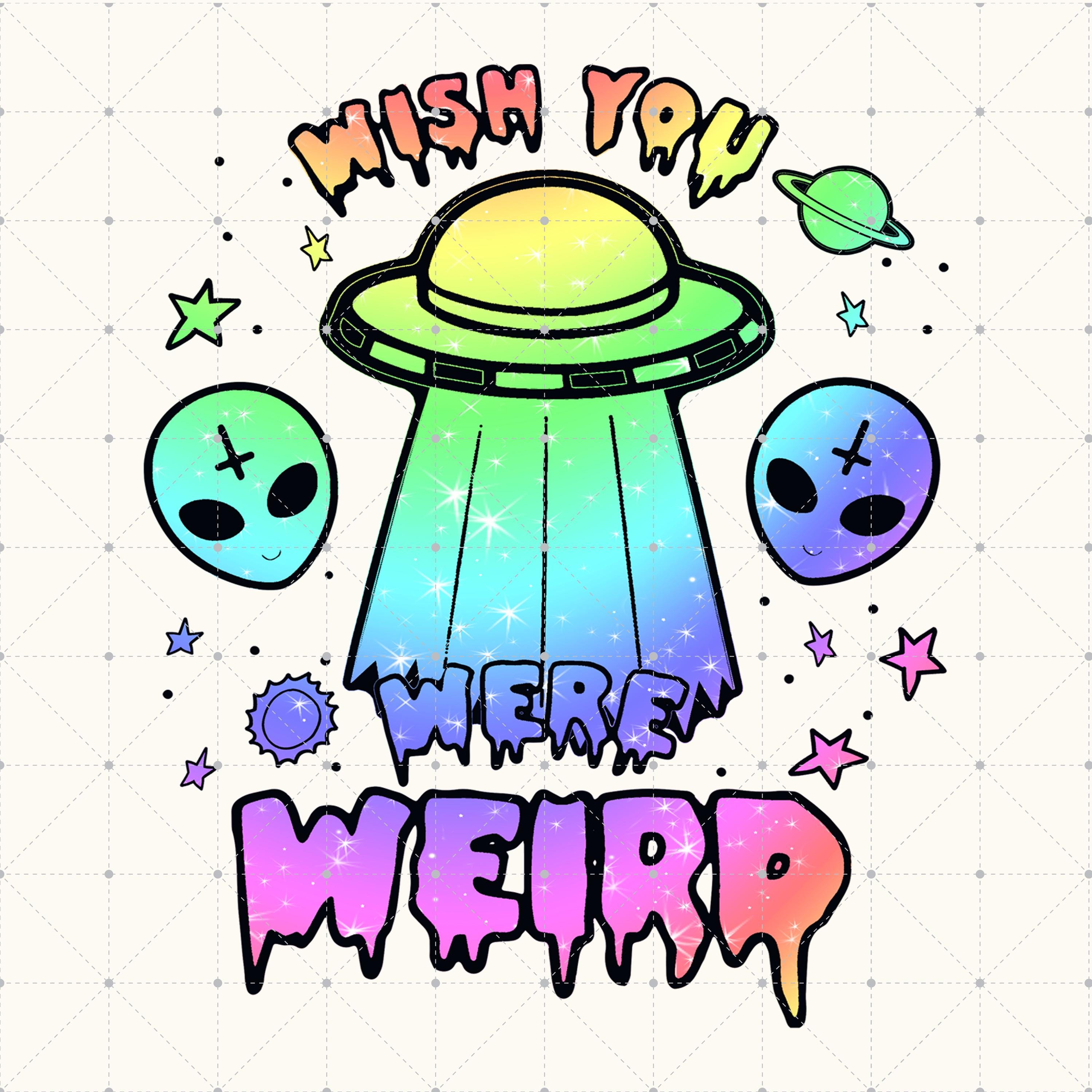Alien Png, Wish You Were Weird Png, UFO Alien Png, Funny Retro Alien ...