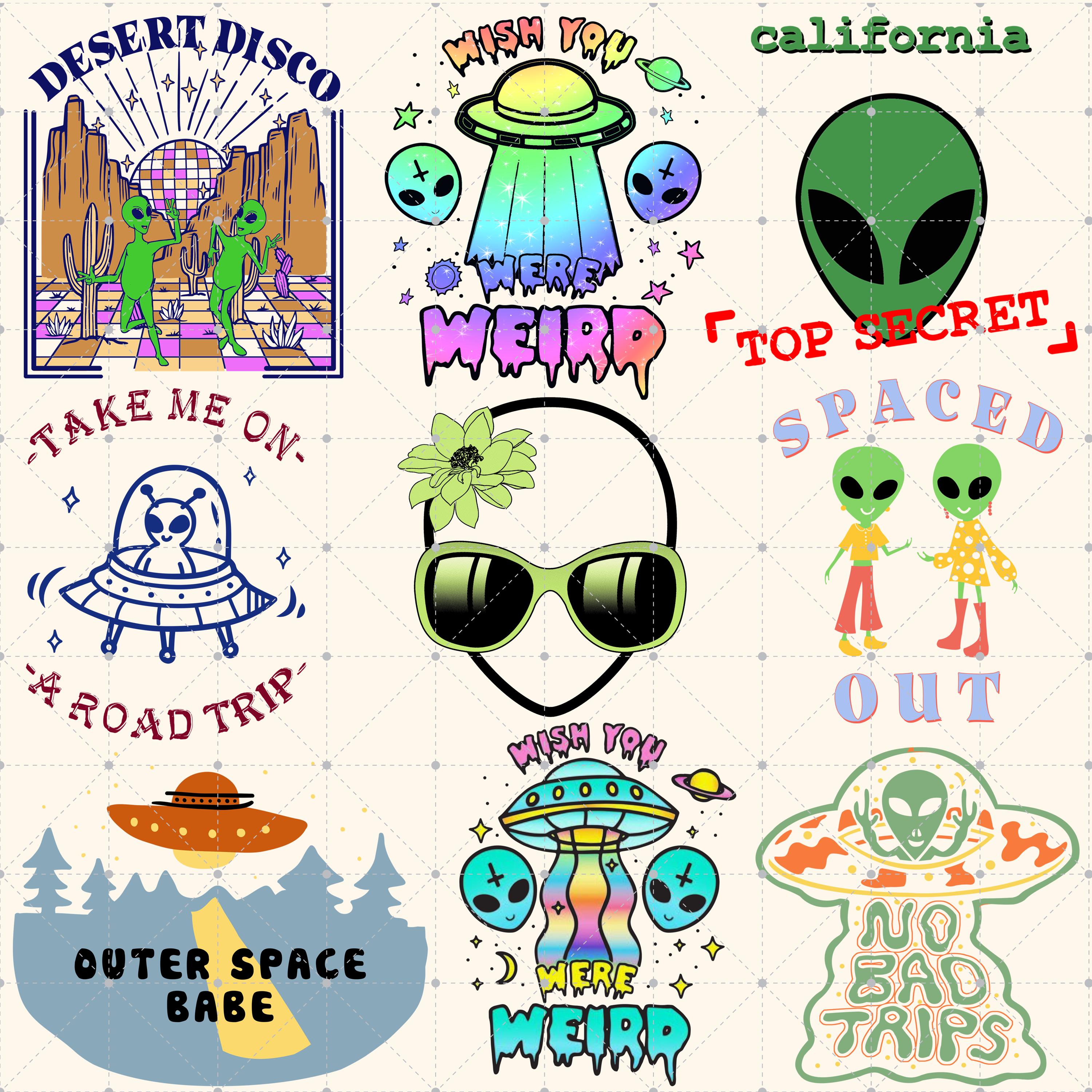 Alien Png, Wish You Were Weird Png, UFO Alien Png, Funny Retro Alien ...