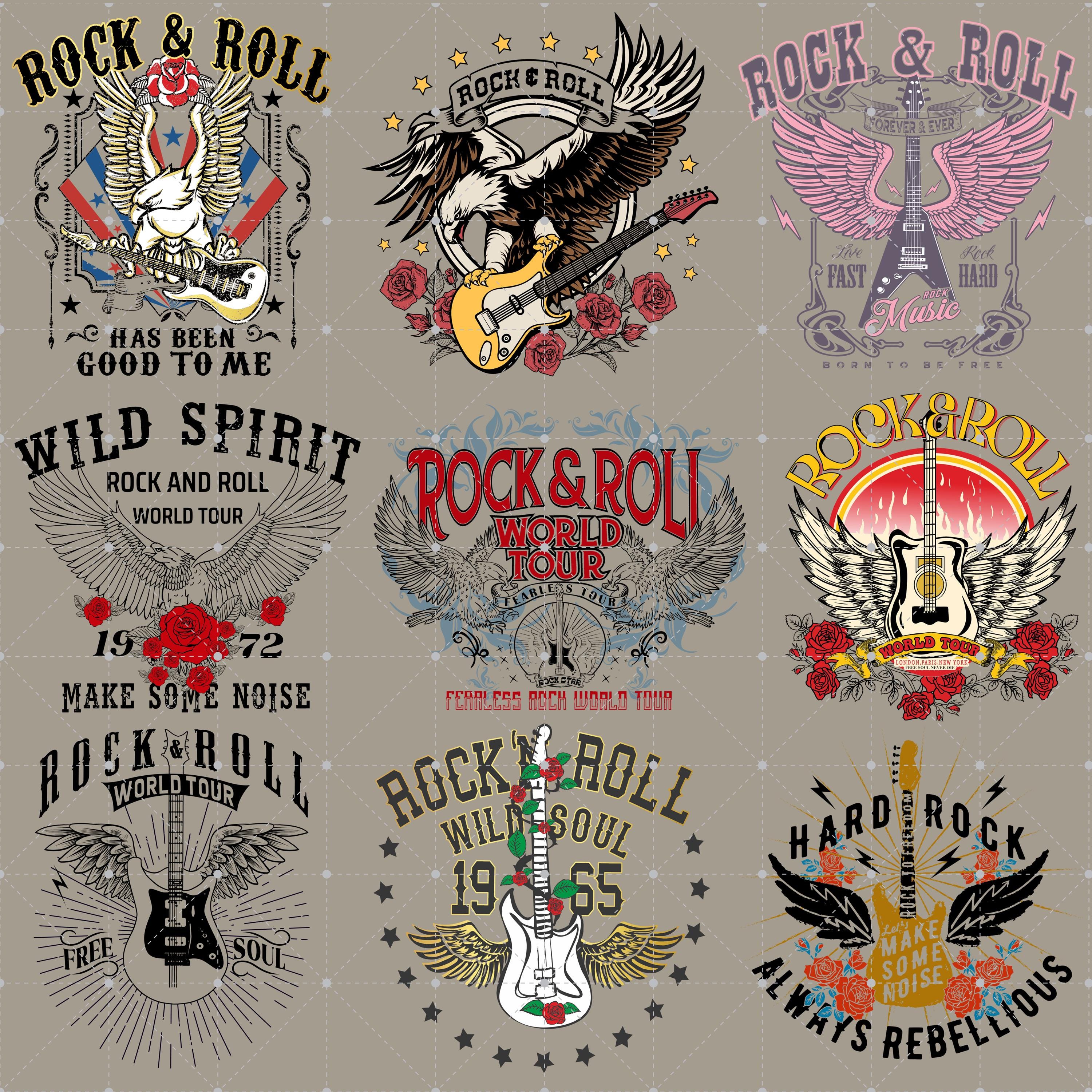 Rock n Roll Png, Bundle Rock n Roll Png, Metal Music Png, Eagle Png, Retro Sublimation Png, Vintage Rock Music Png, Rock Guitar Png