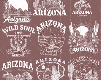 Retro Arizona Bundle Png, Western Png, Trendy Desert Png, Retro Arizona Png, Arizona Sublimation Png, Desert Landscape Png
