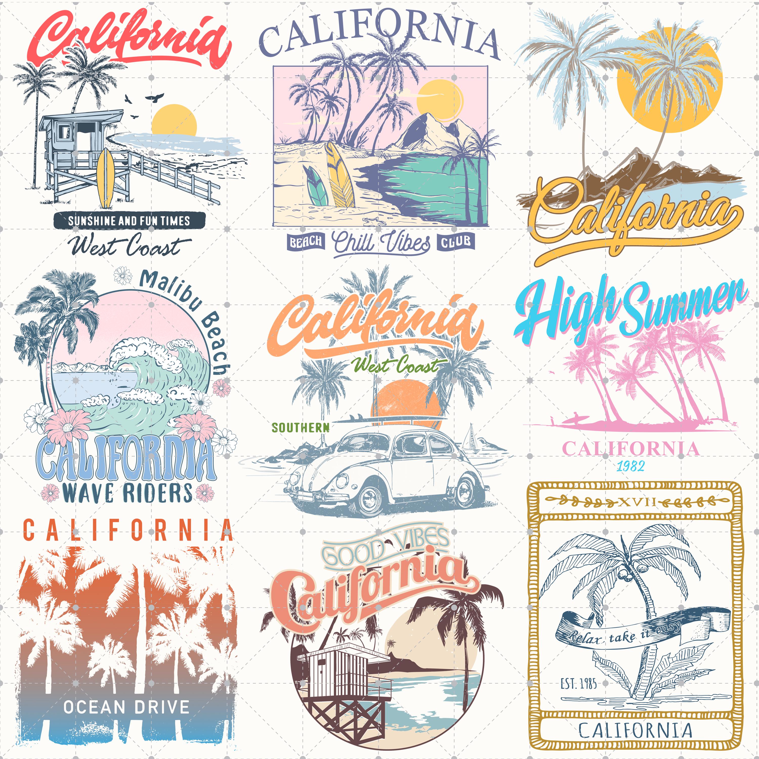 Retro California Png,  California Sublimation Png, Vintage California Png, Bundle California Png, Summer Beach Png, California Png