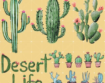 Cactus Png, Cactus Clipart Bundle Png, Watercolor Cactus Png, Retro Catus Png, Cactus T-shirt Png, Catus Sublimation Png, Desert Cactus Png