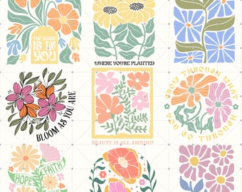 Retro flower Png, Abstract Flower Png, Boho Flower Png, Danish Flower Png,  Groovy Flower Png, Floral Png, Wall Art Png, Sublimation Png