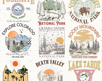 National Park Bundle Png, Yosemite Png, Lake Tahoe Png, Rocky Mountains Png, Joshua Tree Png, Yellowstone National Park Png, Sublimation Png