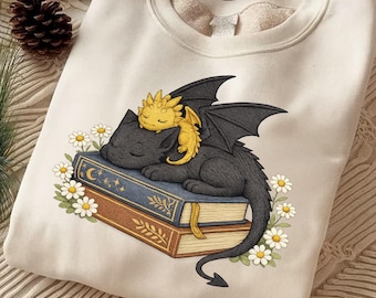 Embroidered Dragon Sweatshirt – Fantasy Book sweatshirt Reader, Bookworm Gift