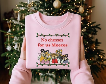 Sudadera navideña bordada, No Cheeses For Us Meeces, Muppet Carol vintage