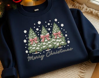 Merry Christmas sweatshirt - embroidered Christmas Sweater - holiday party crewneck