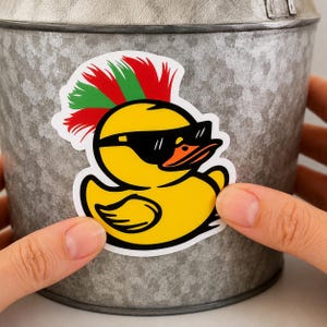 Mohawk Duck Sticker: 2.5-Inch Vinyl, Water Resistant, Matte Finish, Handmade Decal for Laptop and Tumbler