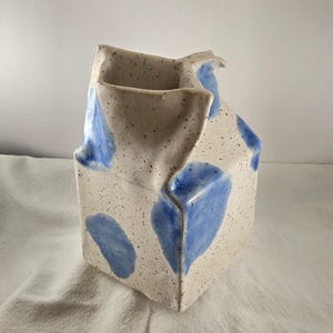 Ceramic Milk Carton Vase - Assorted Hand-painted