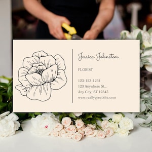 de visite pour fleuriste | Modèle élégant de conception florale | Carte modifiable pour fleuriste Canva | de visite imprimable de fleuriste | Téléchargement PDF