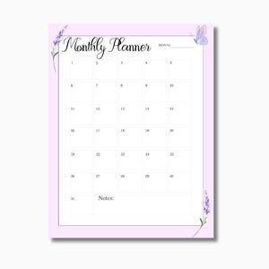 Monthly Planner Printable | Vertical Portrait | Monthly Planner | Digital Monthly Planner | Instant Download Planner | Printable Planner