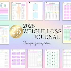 2025 Rainbow Weight Loss Digital Journal | Printable Goodnotes Friendly Weight Loss Tracker | A5 & US Letter Fitness Journal | PDF
