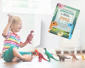 Dinosaur Birthday Invitation | Editable Dinosaur Birthday Card | Dinosaur Digital | PDF Print Invite | Kids Birthday Invite | Canva Template
