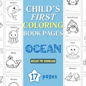 Ocean Coloring Book | Kids Coloring Pages | Sea Life Printable |Digital Coloring Book | Printable Kids Activities | Marine Animal Coloring