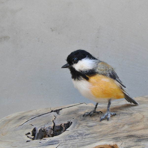 Needle felted Chickadee bird. Made to order.