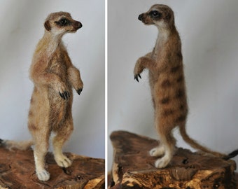 Needle Felted  Animal. Needle Felted Meerkat .  Needle felted Suricate.  Wool Felted animal .Made to order