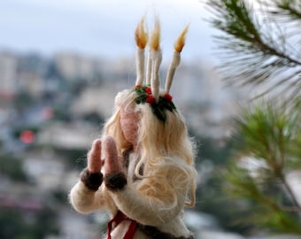 Needle felted  Waldorf Santa Lucia Christmas Tree Topper/ soft sculpture/needle felt by Daria Lvovsky Made to order