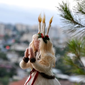 Needle felted  Waldorf Santa Lucia Christmas Tree Topper/ soft sculpture/needle felt by Daria Lvovsky Made to order