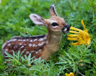 Needle felted animal. Deer fawn.  Made to order