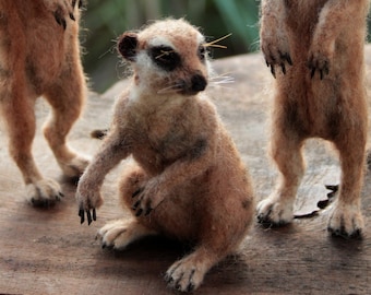 Needle Felted  Animal. Needle Felted Meerkat .  Needle felted Suricate.  Sitting Suticate. Wool Felted animal .