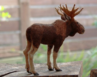 Needle Felted  Animal. Felted  Moose. Made to order