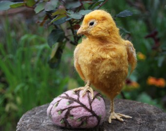 Needle Felted Bird.  Easter Chick. Original Easter décor. Needle felted chick . Chick art doll. Needle felted chick