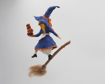 Needle Felted Waldorf Witch , Kitchen Witch, Witch Art, Witch Art Doll, Needle Felted Witch, Design a Witch, Halloween display