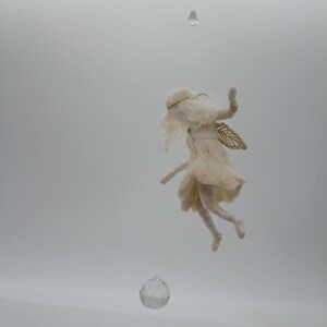 Needle felted Waldorf Little White Angel Ornament. Christmas tree decoration .Gift for Waldorf teacher image 1