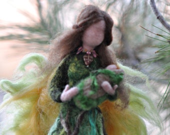 Artificial Waldorf Forest Fairy - Beautiful Needle Felted Wool Animal - Fancy Eco Friendly Felt Dolls - Handmade Cute Felting Fairy Tales