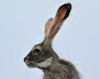 Needle felted animal, Felted rabbit, Needle felted bunny ,Needle felted rabbit, Wool Felt Animals. Jackrabbit. Made to order