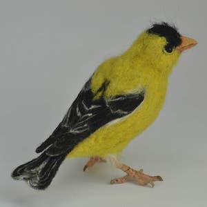 Needle Felted Bird-American Goldfinch Lifesize .Made to order image 1