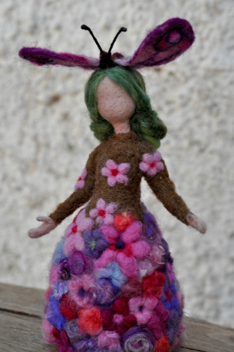 Needle Felted Waldorf Doll. Flowers Queen.standing Doll Made Etsy