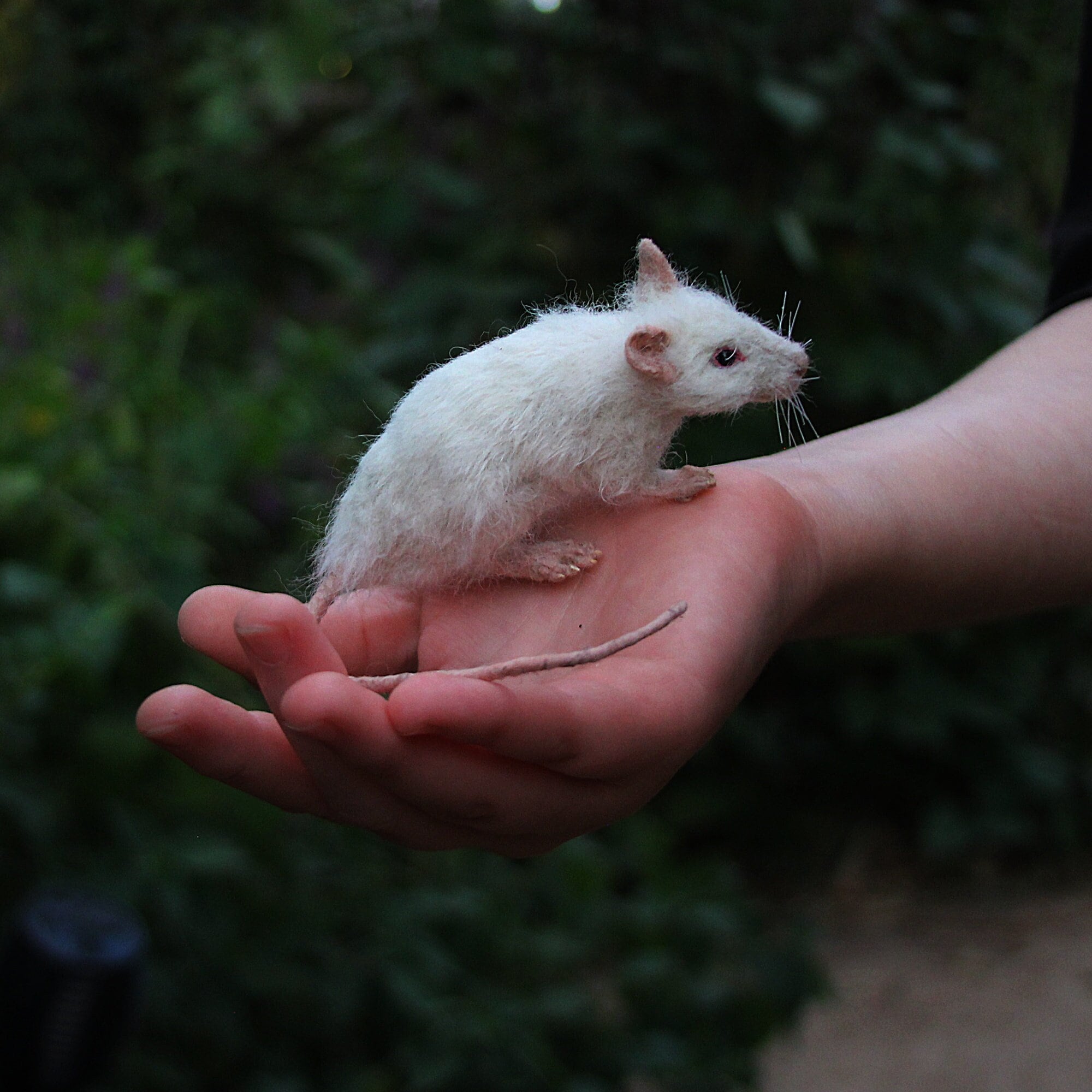 Naaldvilten witte muis: beweegbaar realistisch miniatuurdier. - Etsy België, image size:2000x2000