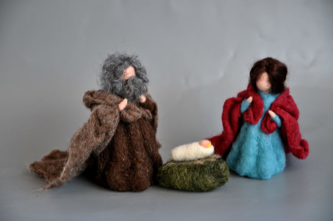 Needle Felted Nativity Scene. Nativity Set. Waldorf Education. Etsy