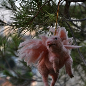 Needle felted animal. PIGASUS. Christmas tree Ornament. Made to order image 7