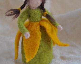 Needle felted Waldorf Chrysanthemum-girl- soft sculpture -needle felt by Daria Lvovsky