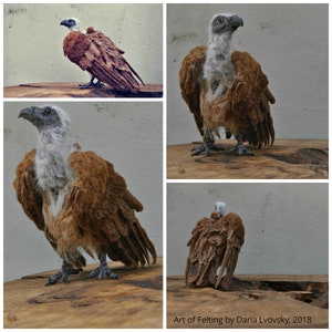 Needle Felted Animals. Halloween decoration. African White-backed Vulture. Made to order image 6