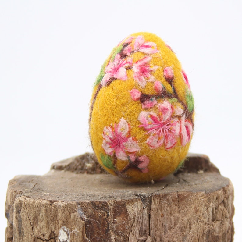 Needle felted Waldorf Easter egg/Bloomy Plum/needle felt by Daria Lvovsky image 1