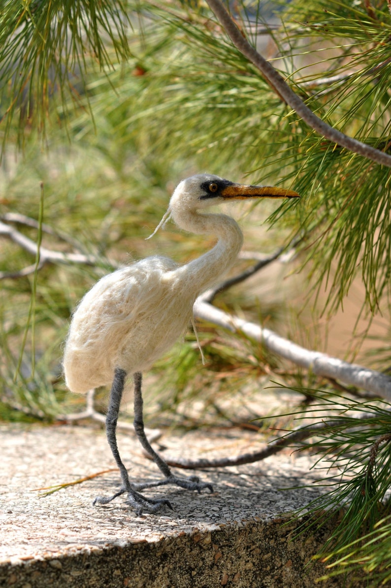 Needle Felted White Heron. image 4