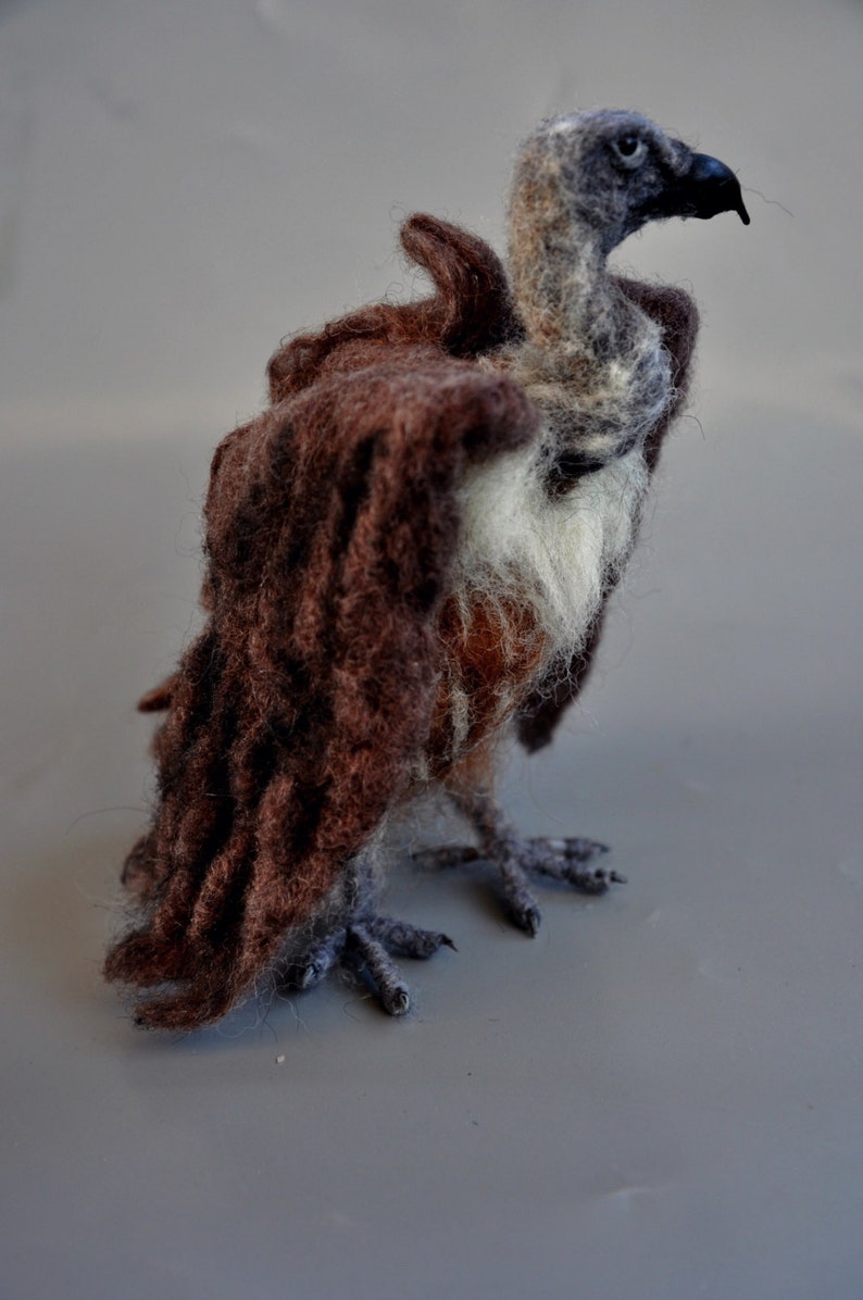 Needle Felted Animals. Halloween decoration. African White-backed Vulture. Made to order image 4