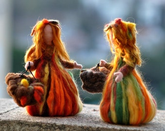 Needle Felted Doll Waldorf  Fairy Autumn .Made to custom orders