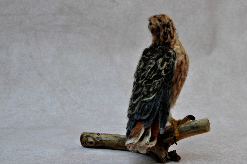 Needle Felted Bird Needle felted Red Tailed hawk Wild Bird Felt bird Bird Lovers Bird made to your order image 5