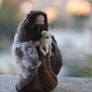 Needle felted-Nativity Set-Nativity-Waldof--Good shepherd--standing doll-needle felt by Daria Lvovsky