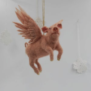 Needle felted animal. PIGASUS. Christmas tree Ornament. Made to order image 10